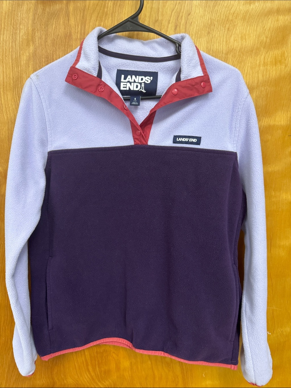 Lands' End Purple & Lavender Snap-Front Fleece Pullover for Kids